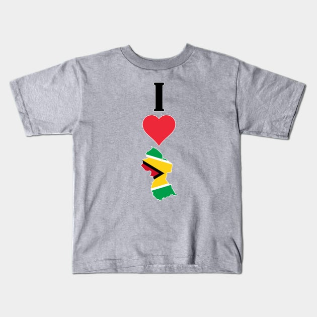 I Heart Guyana Vertical I Love Guyanese National Flag Map Kids T-Shirt by Sports Stars ⭐⭐⭐⭐⭐